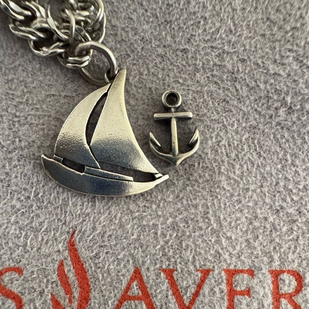 James Avery Retired Silver Sailboat and Mini Anchor Charm
